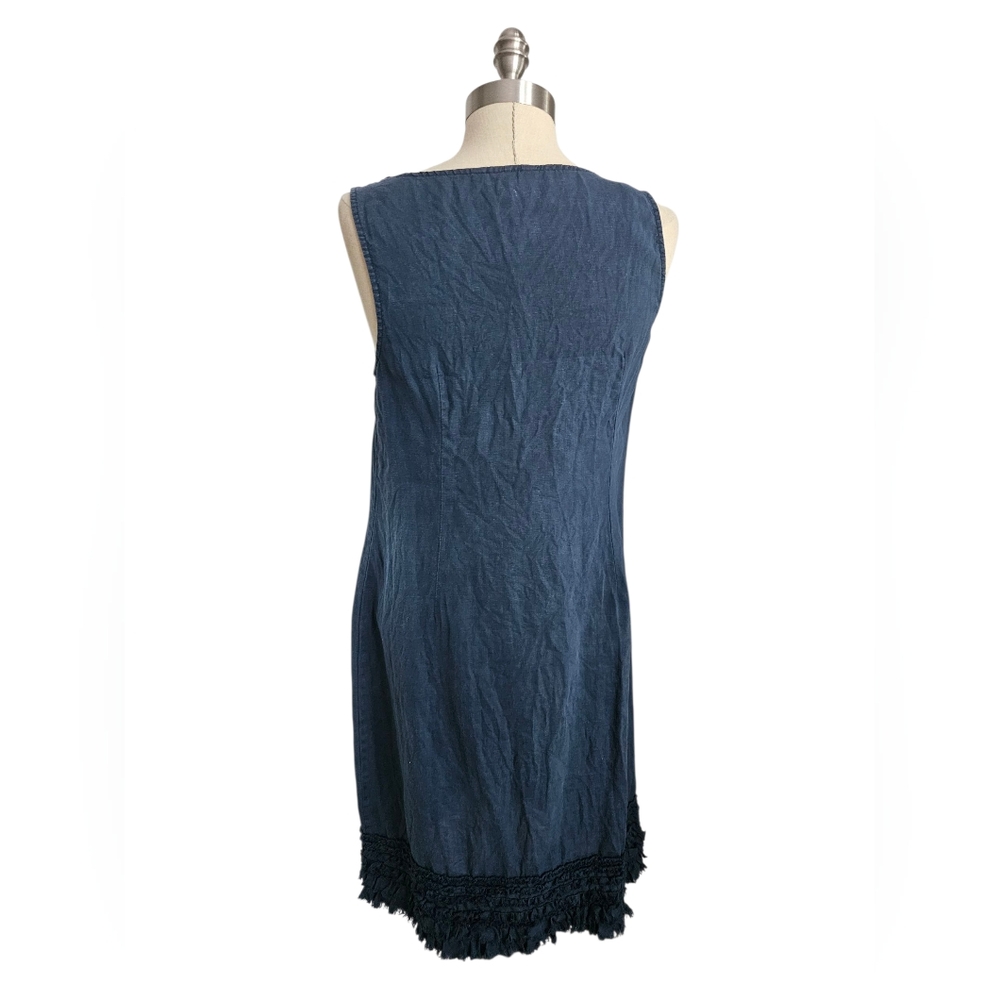 TOMMY BAHAMA Navy Linen Ruffle Hem Dress | SZ SP - Picture 5 of 11